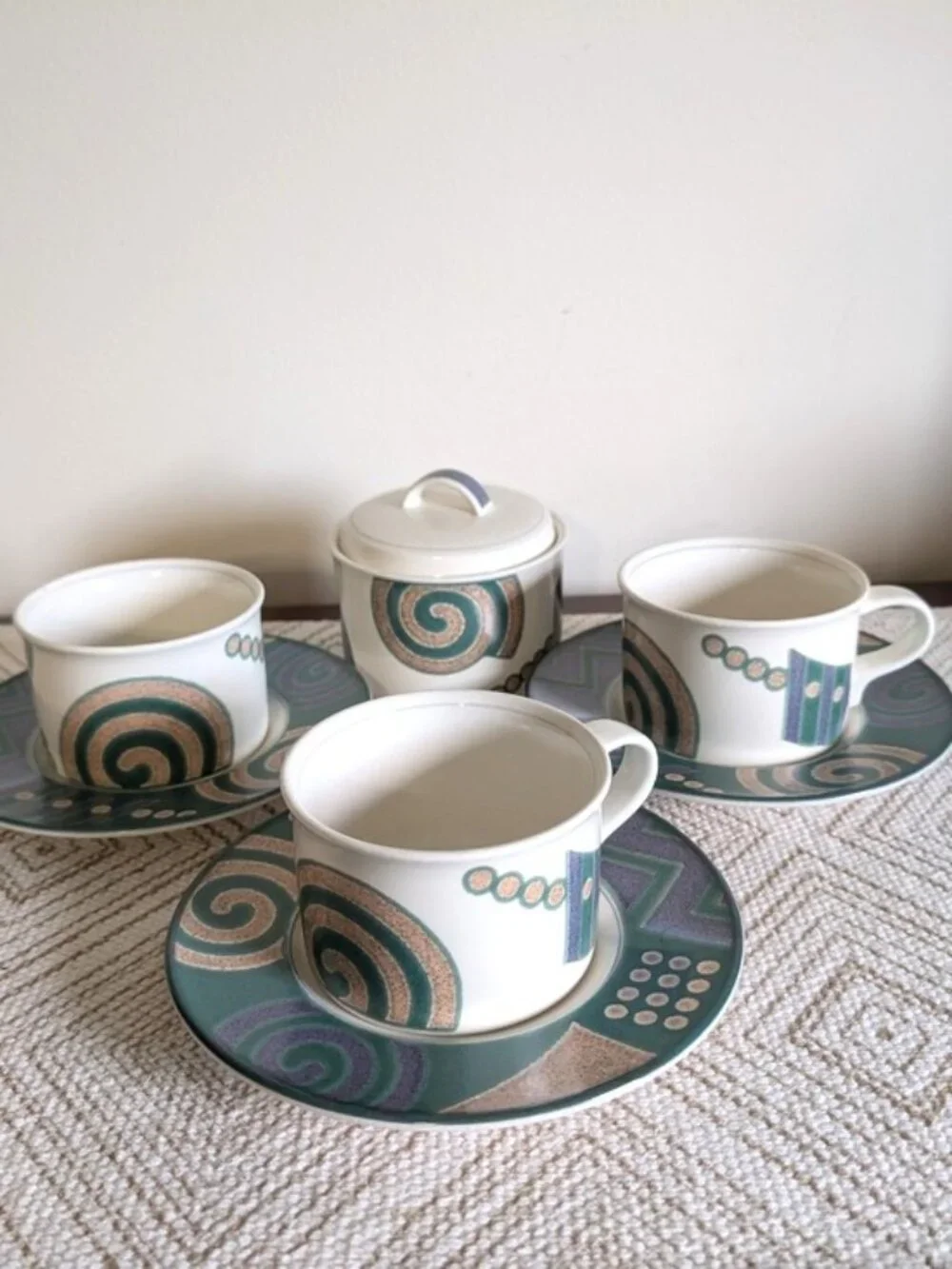 Vintage Mikasa Life Style CAC18 Coffee/Tea Cup and Saucer‎ Sets And A Canister